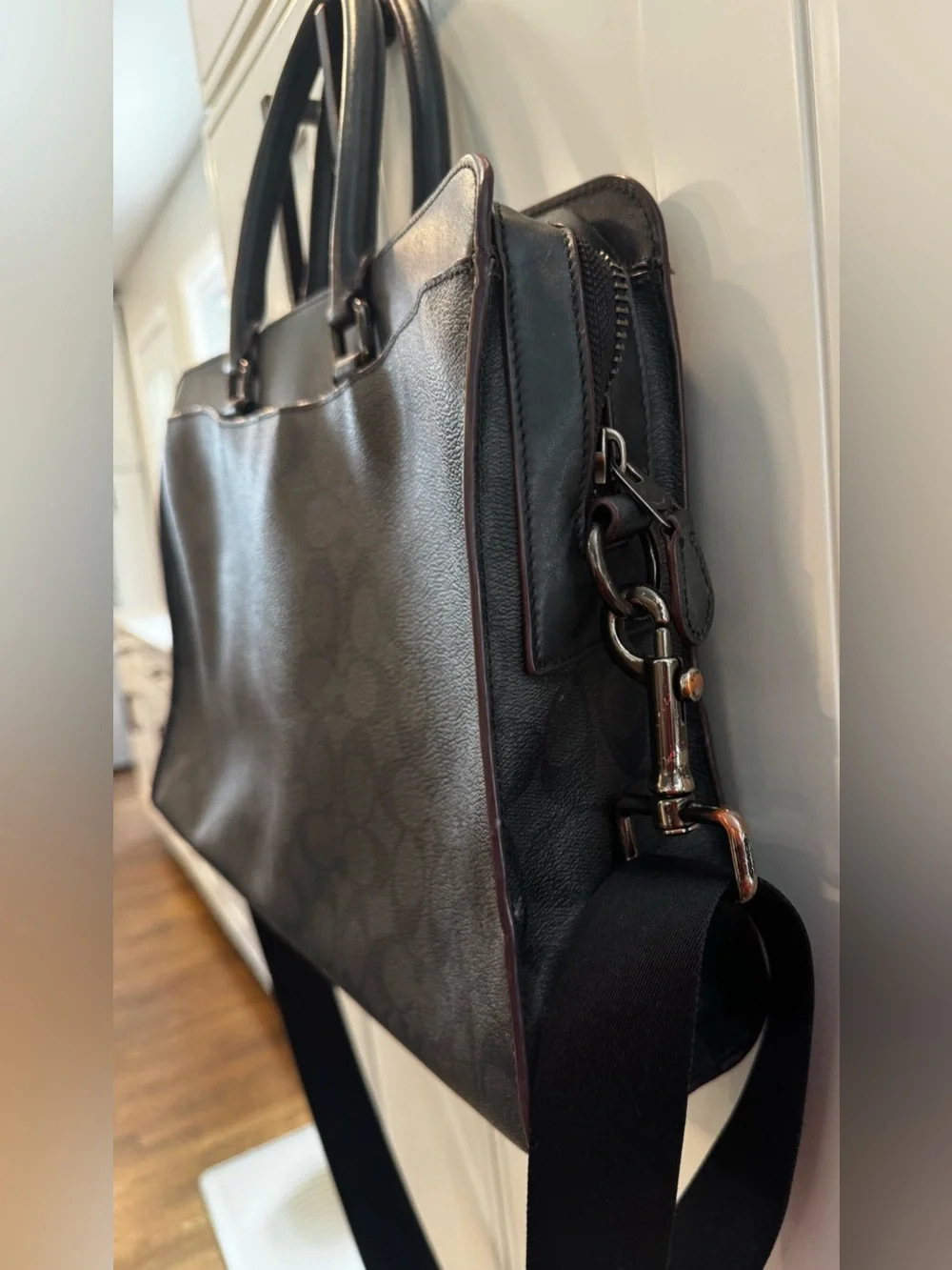 Coach Graham Slim Briefcase in Black Signature Canvas #589